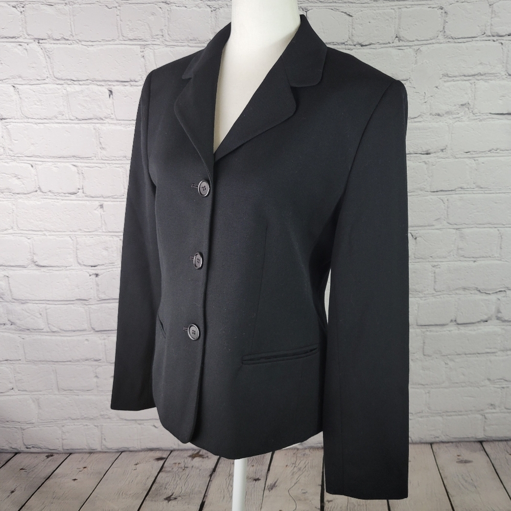 KGR Collection Black 100% Worsted Wool Blazer - Made in USA